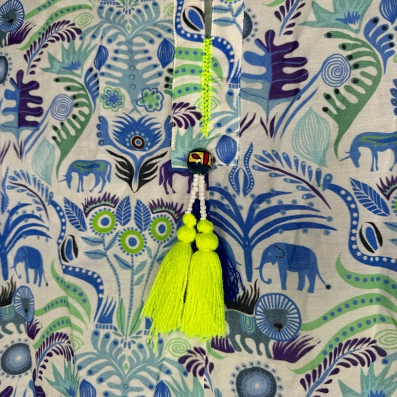 Nimo With Love Cotton Print Kaftan Midi Dress with Tassel - Picture 5 of 10